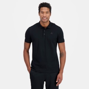 Black Men's Le Coq Sportif Ton sur ton Polo Shirts | SG284985 | Singapore